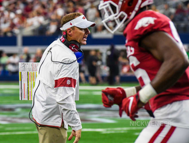 Chad Morris shouts to his team during the Texas A&M game.