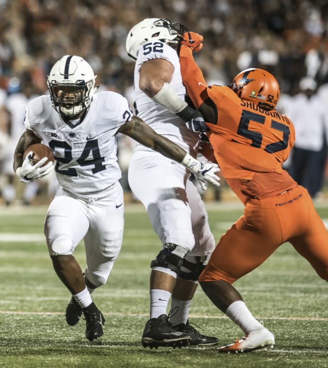 Miles Sanders posted 200 yards rushing on 22 attempts against the Illini.