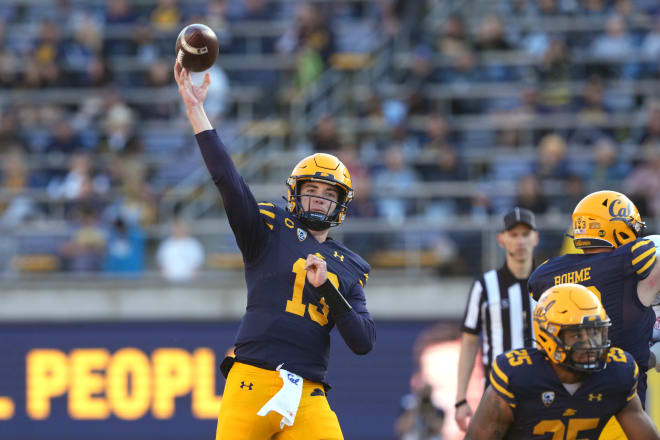 Nov 19, 2022; Berkeley, California, USA; California Golden Bears quarterback Jack Plummer (13) throws a pass against the Stanford Cardinal during the first quarter at FTX Field at California Memorial Stadium.