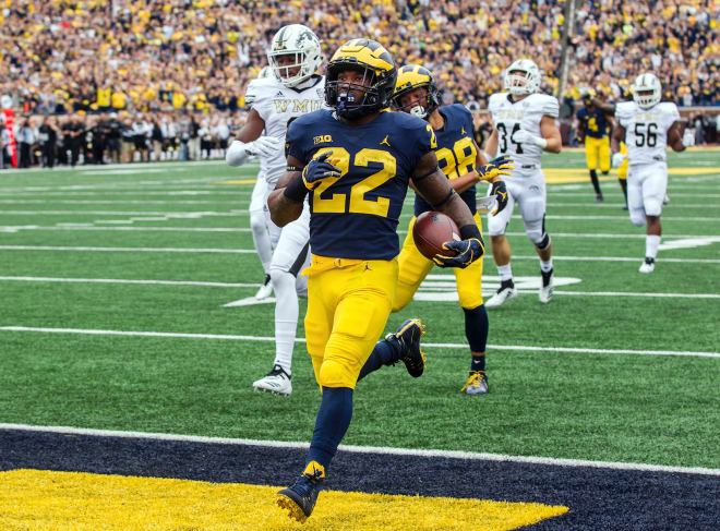 Senior running back Karan Higdon's 10 touchdowns are the fourth most in the Big Ten.