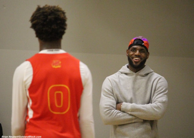 LeBron James watches his son Bronny