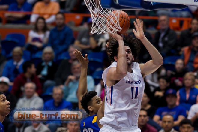 Boise State's Zach Haney goes up for two point during second half action.