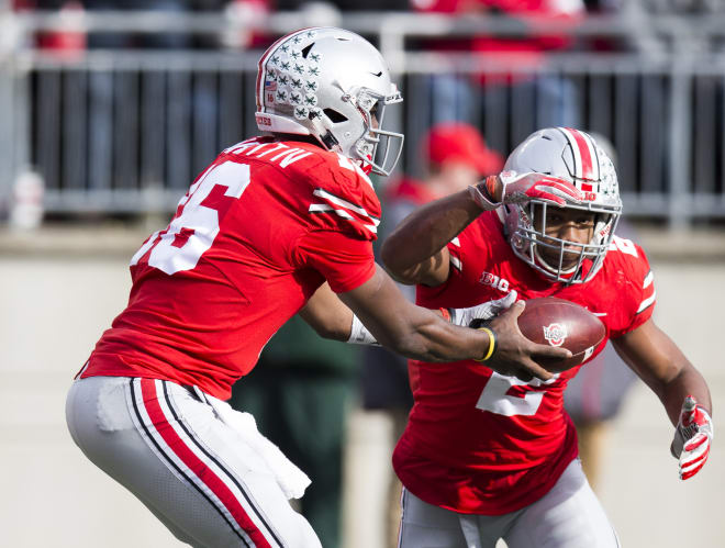 J.K. Dobbins had his second-career 100-yard performance against the Spartans on Saturday. 