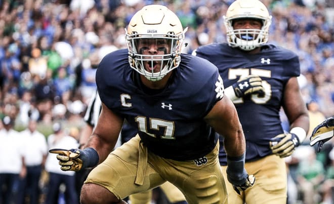 James Onwualu was a two-year starter at linebacker for Notre Dame. 
