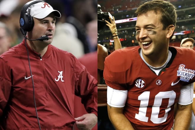 Jeremy Pruitt, left, and AJ McCarron, right. Photos | Getty Images.