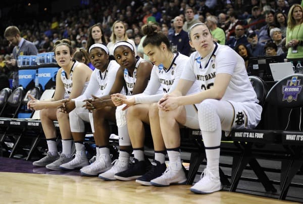 From left to right, the starting five of Marina Mabrey, Arike Ogunbowale, Jackie Young, Kathryn Westbeld and Jessica Shepard.