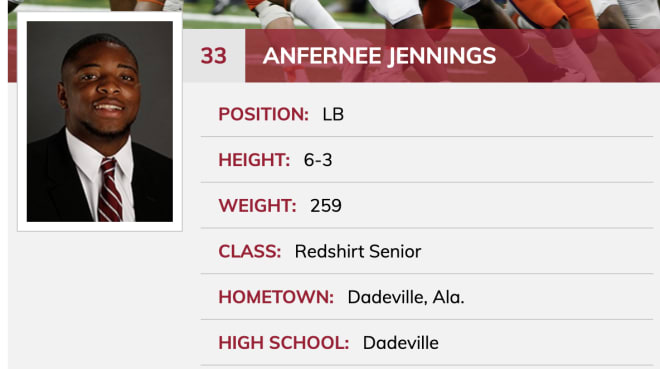 Anfernee Jennings is out of Dadeville, Alabama
