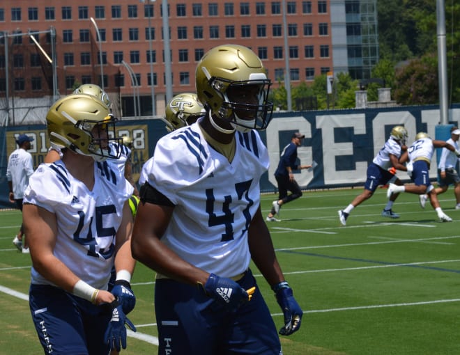 Evans during fall practice in 2019