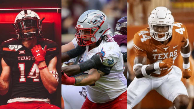 Brady Boyd, Cade Briggs and Tyler Owens (via Jerome Miron/USA TODAY Sports and Will Gallagher/Inside Texas)