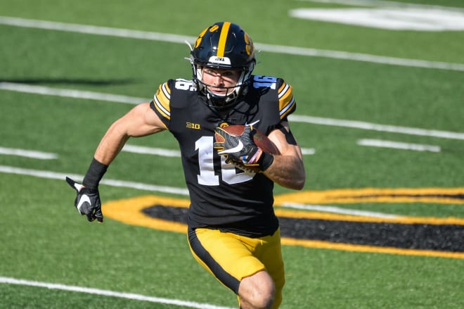 Charlie Jones gave Iowa a huge spark on Saturday. (Photo from USA Today Sports)