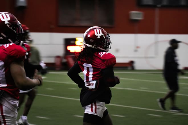 Pierre leads the defensive backs in everything he does, even the stretching lines. (From Tuesday's open practice.)