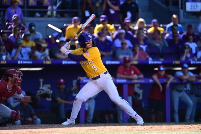 LSU center fielder Dylan Crews, college baseball's leading hitter, raised his average to .490 after going 2 for 3 with three RBI and two runs scored in the No. 1 Tigers 13-11 win over Alabama in Alex Box Stadium on Sunday afternoon.