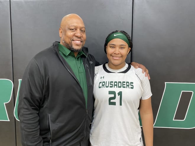 Former NC State basketball player Danny Strong with his sophomore daughter Sarah Strong, a five-star prospect in basketball at Sanford (N.C.) Grace Christian.