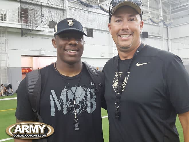 Army Offensive Coordinator Brent Davis (right)