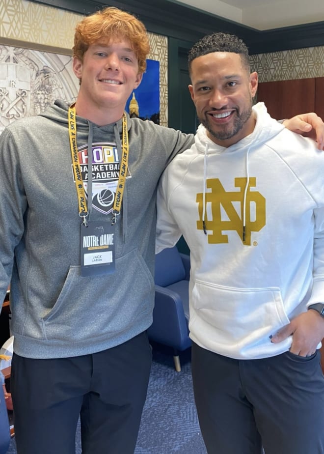 Jack Larsen visited Notre Dame for the third time Tuesday, the first time since Marcus Freeman was named head coach.