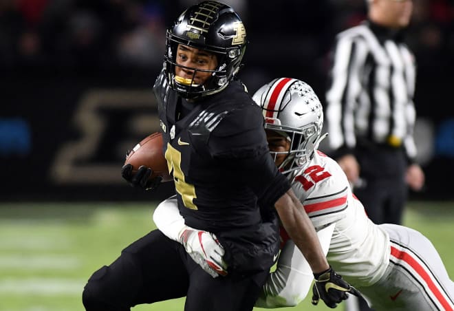 Rondale Moore leads the Big Ten in receptions, receiving yards and touchdowns this season.