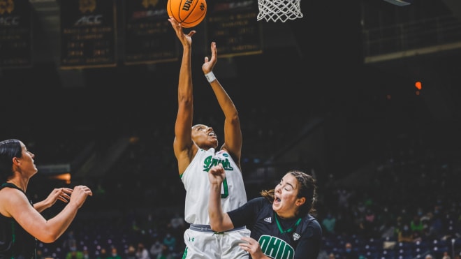 Notre Dame Fighting Irish women’s basketball graduate student Maya Dodson