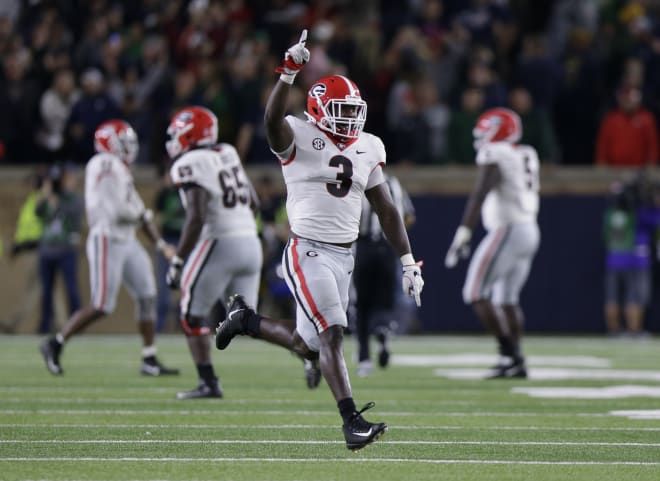 Roquan Smith and Georgia earned a 20-19 win over the Irish in 2017. 