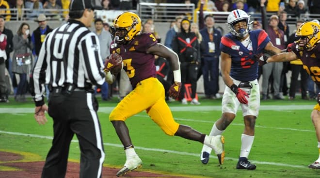 RB Eno Benjamin carried the ball 34 times for 168 yards and a pair of scores, taking home the Bob Moran Territorial Cup 