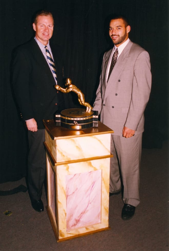 Wyoming Marcus Harris was awarded the 1996 Biletnikoff Award for top wide receiver in NCAA.