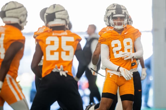 Tennessee defensive back Kaleb Beasley (28) during UT spring football practice on Tuesday, March 19, 2024.