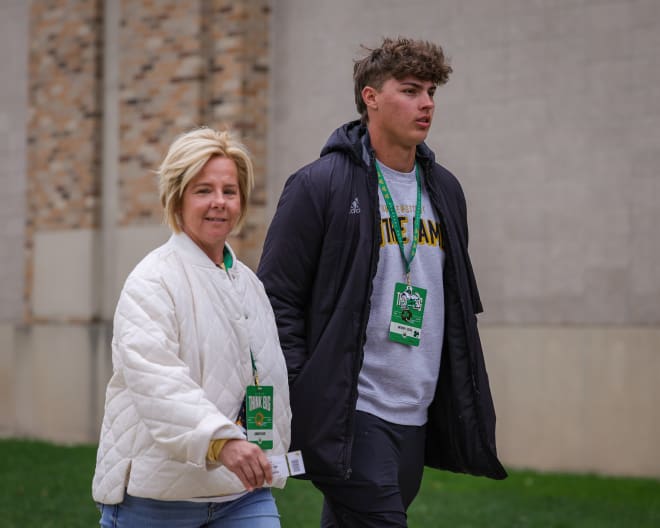 2025 linebacker target Anthony Sacca recapped his visit to Notre Dame for the Blue-Gold Game last weekend. He also spoke about his transition from safety to linebacker and how the Irish see his skills fitting into their defense.