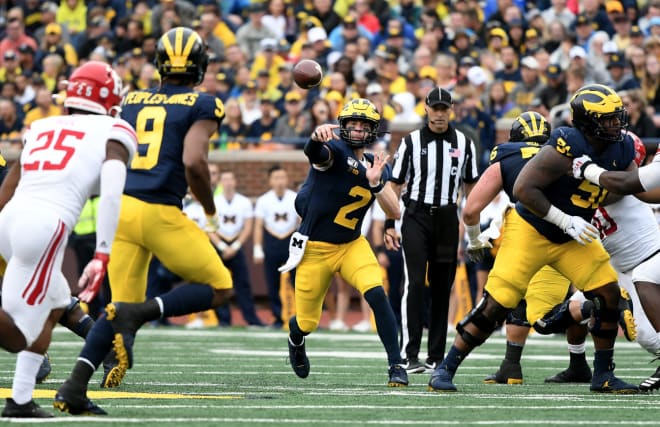 Michigan Wolverines football senior quarterback Shea Patterson has a 6-2 touchdown-to-interception ratio on the year.