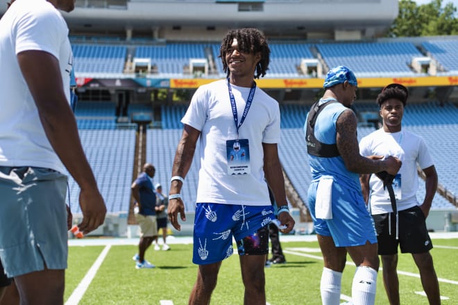 Four-star wide receiver Kevin Concepcion was at North Carolina's second football practice on Saturday.