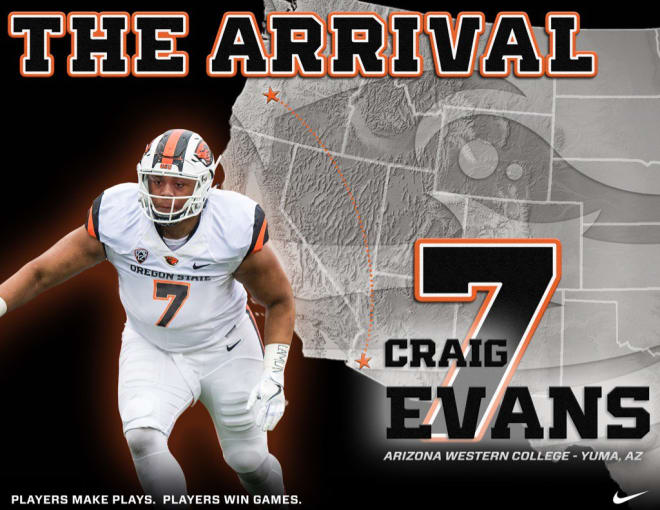 Craig Evans tweeted this graphic made by OSU, announcing his arrival for his official visit