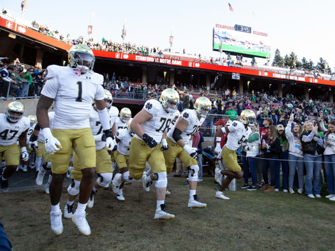 No. 18 Notre Dame takes the field for its regular-season finale at Stanford on Saturday.