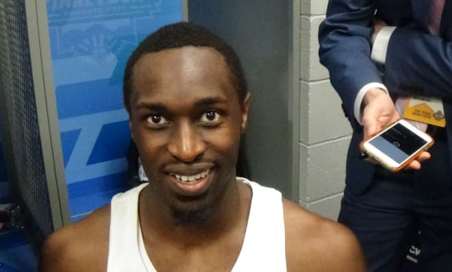 Theo Pinson and six other Tar Heels discuss their 77-76 victory over Oregon in the national semifinals Saturday night.