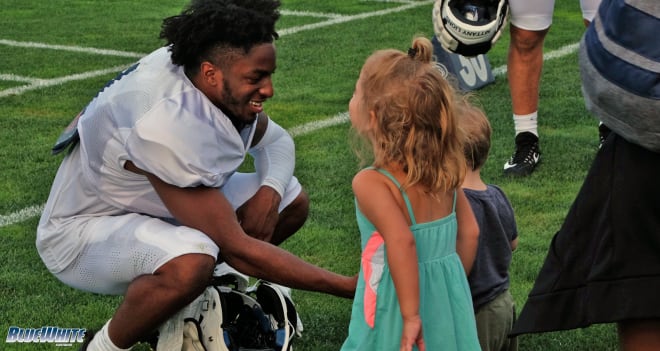 Hamler spent time with Parker's kids following the team's practice last Wednesday.