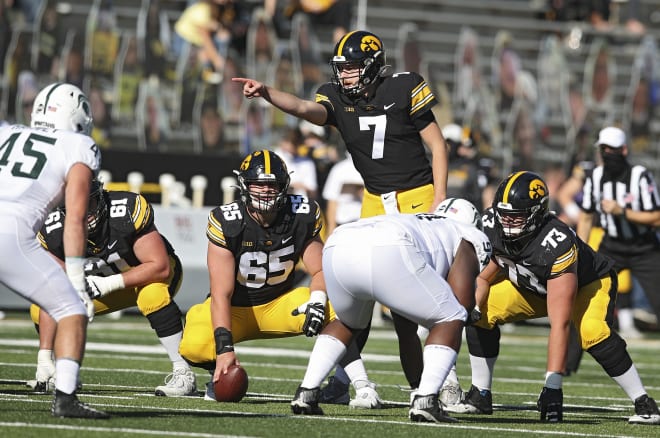 Spencer Petras expects blitz pressure from Penn State. (Photo from Iowa athletics)