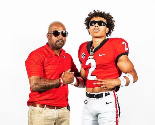 Georgia DB Coach Fran Brown and Justyn Rhett