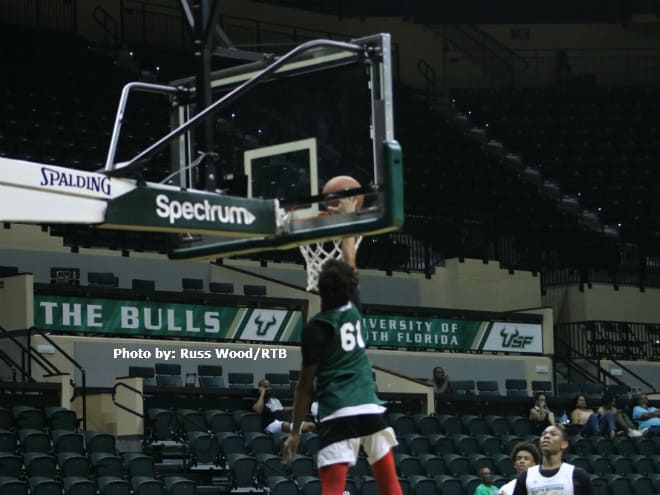 Class of 2021 guard Walter Clayton Jr. finishing a dunk in transition at the USF Elite Camp.