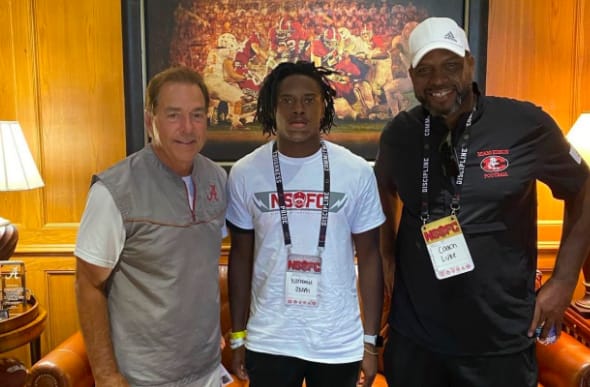 Nathaniel Joseph with Nick Saban and Edison head coach/former rapper Luther Campbell
