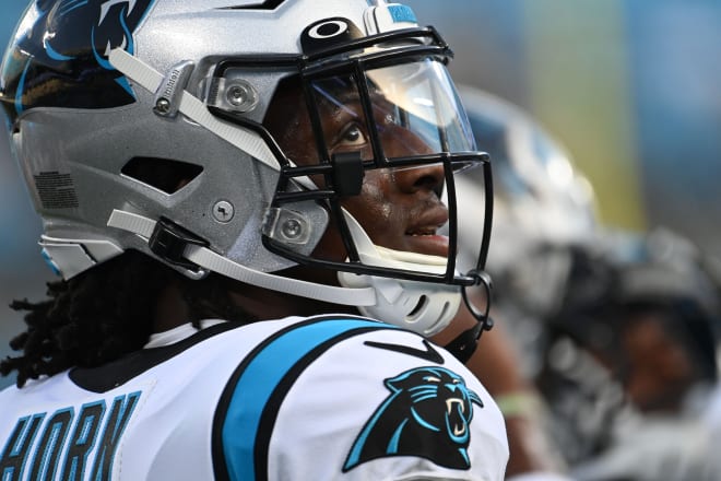 Carolina Panthers' Jaycee Horn during an NFL football game against