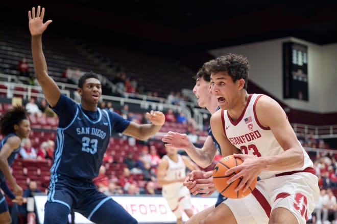 Brandon Angel taking the ball to the basket. 