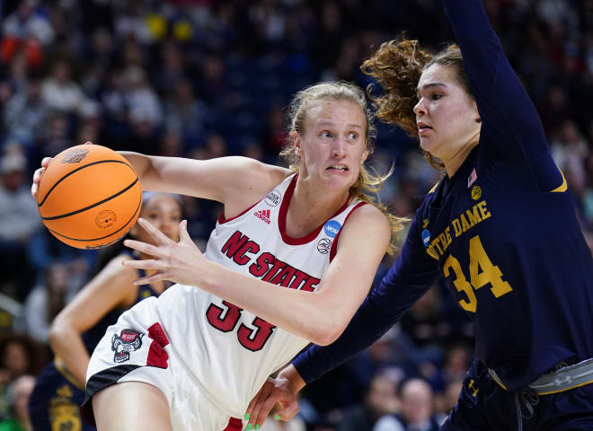 NC State senior center Elissa Cunane had 16 points and 10 rebounds against Notre Dame on Saturday.