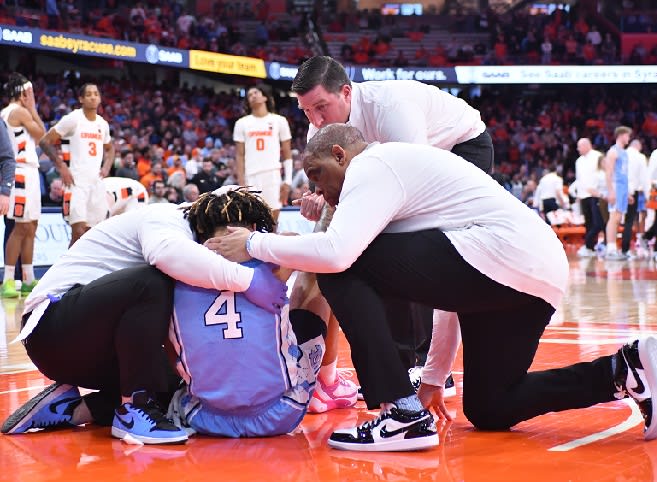 UNC point guard RJ Davis took one for the team Tuesday night at Syracuse, and it may have been the game's biggest play.
