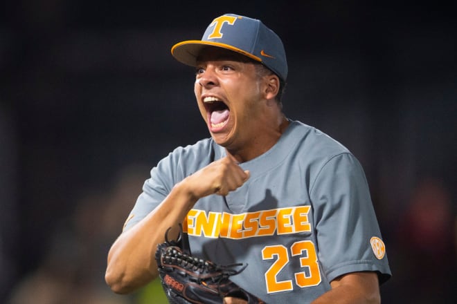 Chase Burns showed emotion after getting Tennessee out of a jam in the seventh inning.
