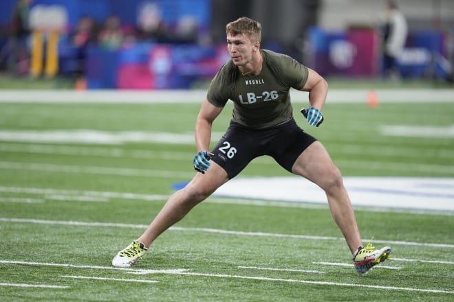 Former Arkansas linebacker Drew Sanders at the NFL Combine.