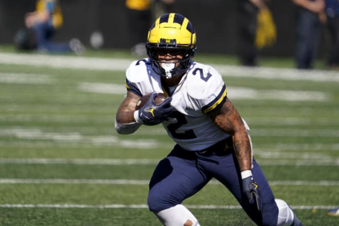 Blake Corum rushed for 133 yards in Michigan's win over Iowa. 