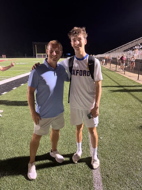 Oxford High School coach Hunter Crane and my son, Carson, following Tuesday's all-star game in Brandon.