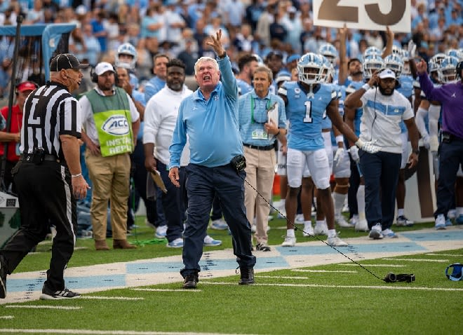 UNC Coach Mack Brown says his unsportsmanlike conduct penalty Saturday versus Notre Dame might be his first ever.