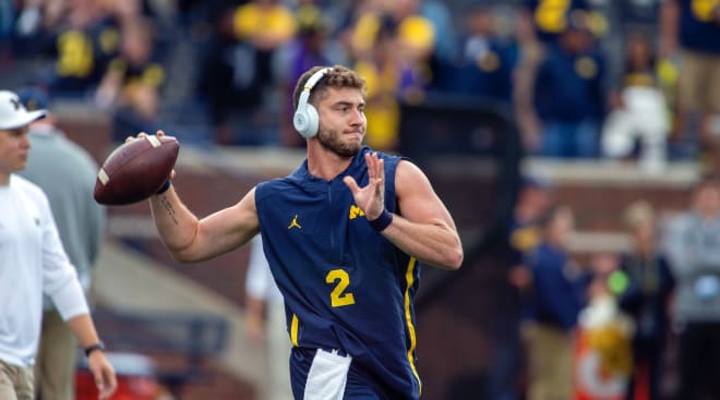 Michigan Wolverines football senior quarterback Shea Patterson is completing 62.1 percent of his passes so far this season with three touchdowns and no picks.
