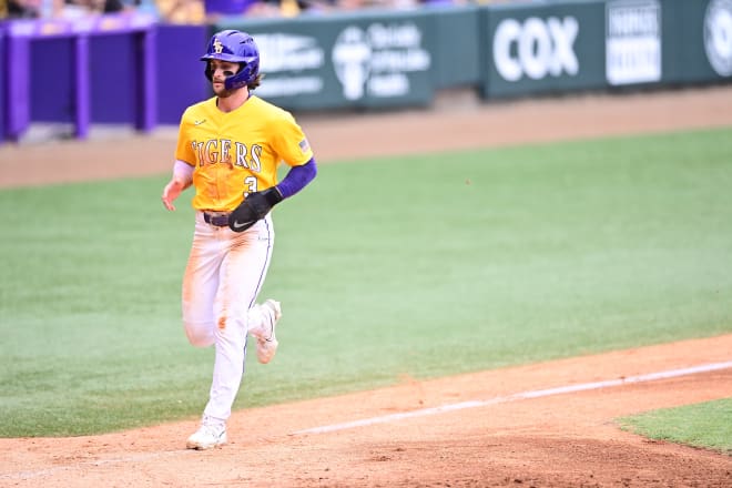 Dylan Crews, who batted .615 (8 of 13) with two homers, four RBI and five runs scored in wins over Tulane and Oregon State (twice), was voted the Baton Rouge Regional Most Outstanding Player.