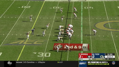 Georgia runs from a more spread formation.