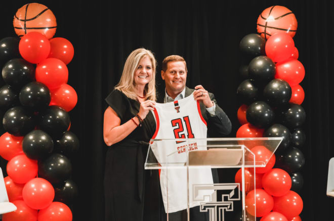 Lady Raider head coach Krista Gerlich with Athletic Director Kirby Hocutt