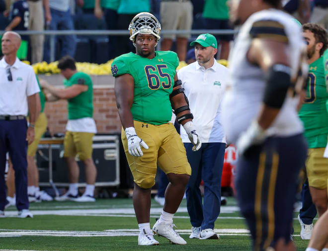 Harvard transfer Chris Smith (65) is expanding his role roughly halfway through his first season with Notre Dame.